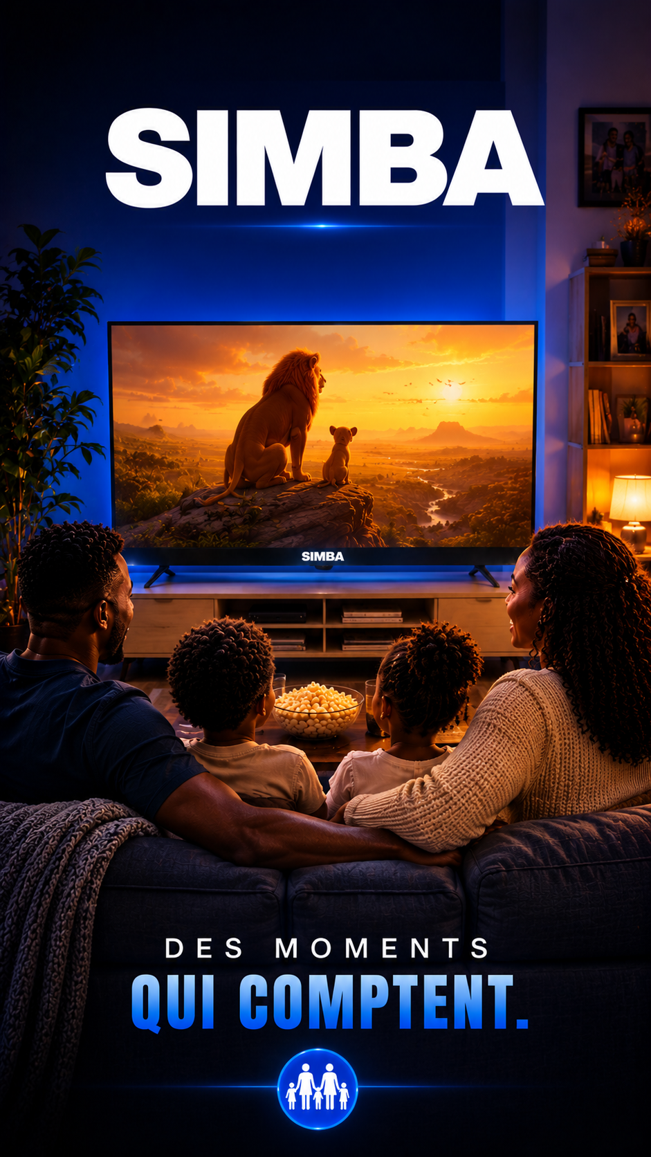 Family watching TV